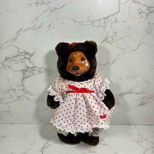 Applause Plush Signed Raikes Bear April Wood Face & Feet